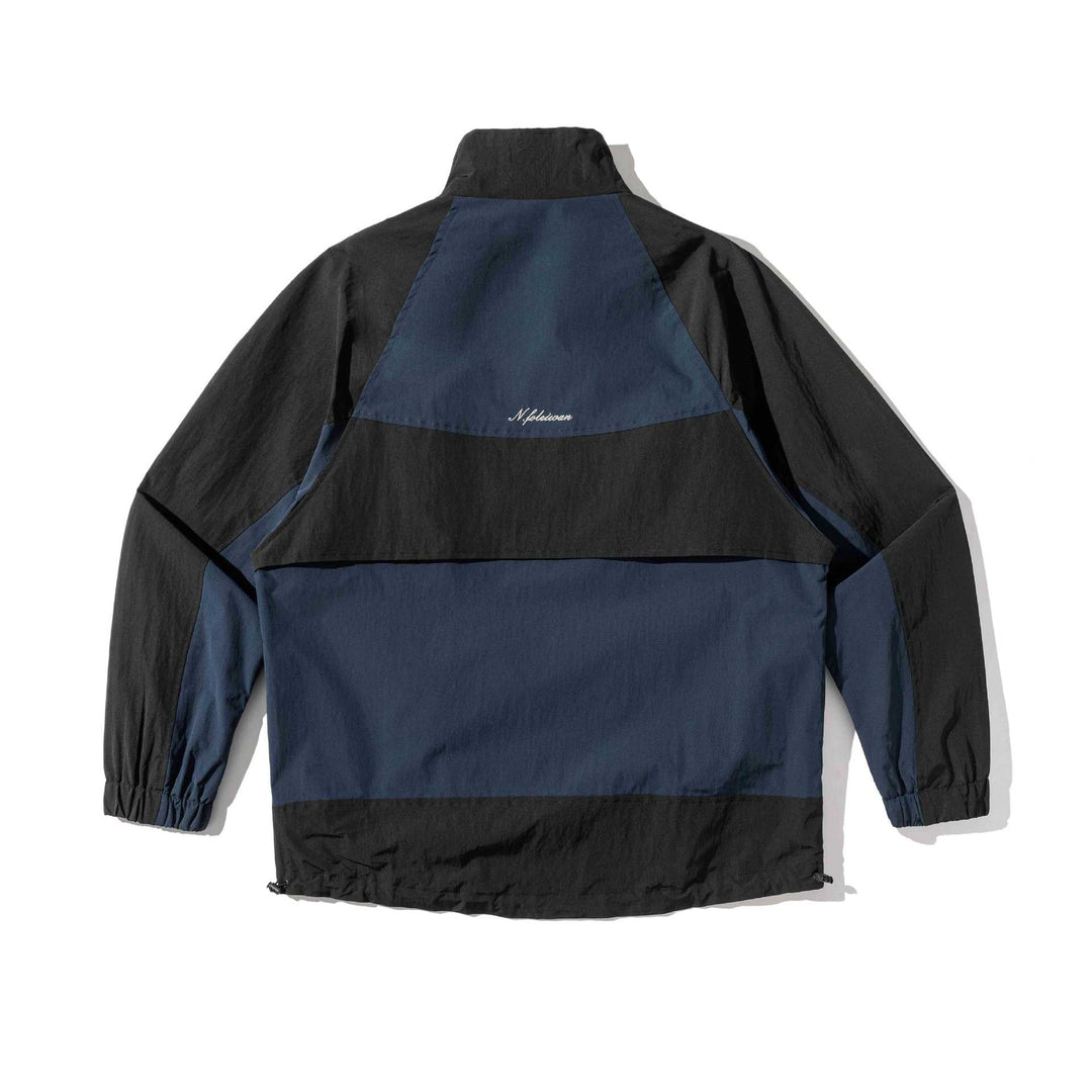 Unisex Lightweight Colorblock Windbreaker in Boxy Cut with High Stand-Up Collar and Drawstring Hem Mune Fashion