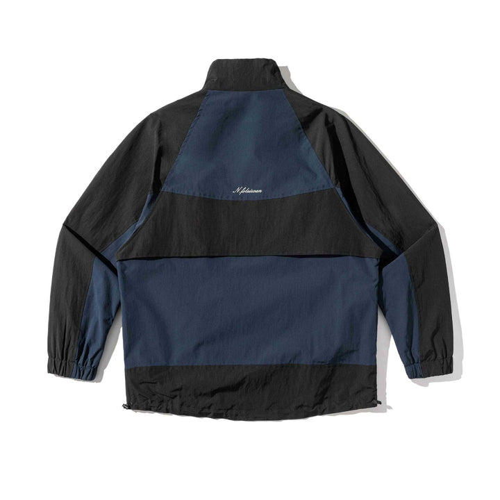 Unisex Lightweight Colorblock Windbreaker in Boxy Cut with High Stand-Up Collar and Drawstring Hem Mune Fashion