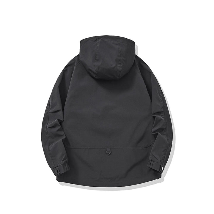 Unisex Technical Utility Field Jacket with Hood and Multiple Zipper Pockets Mune Fashion