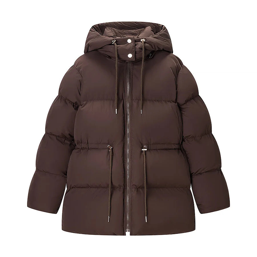 Women's padded quilted jacket with hood, drawstring waist and two-way zipper Mune Fashion