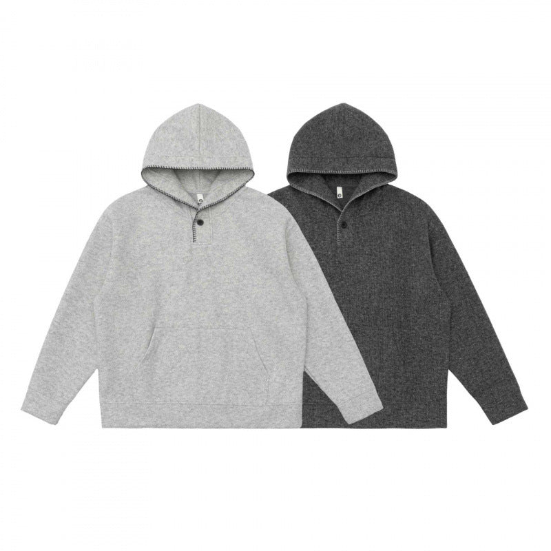 Unisex Oversize Hoodie made of melanged fleece blend with Henley button placket and kangaroo pocket Mune Fashion