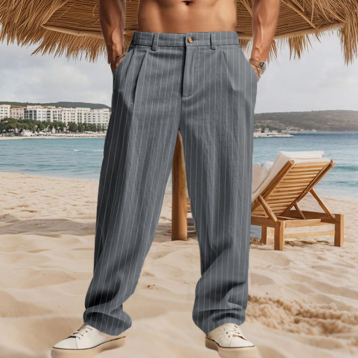 Men's casual-elegant pinstripe pants with crease and wide leg Mune Fashion