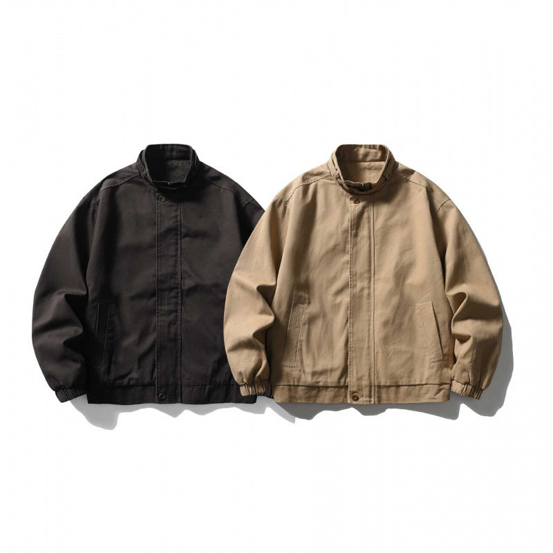 Men's short blazer in a minimalist worker look made of heavy canvas with stand-up collar Mune Fashion