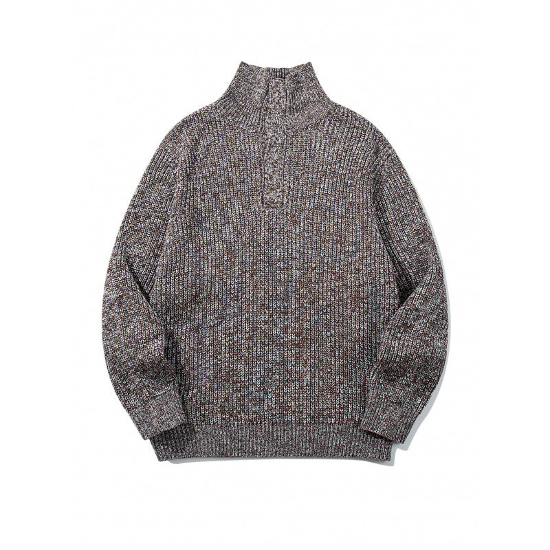 Unisex Thick Knitted Halfzip Sweater with Stand-Up Collar and Distinctive Ribbed Structure Mune Fashion