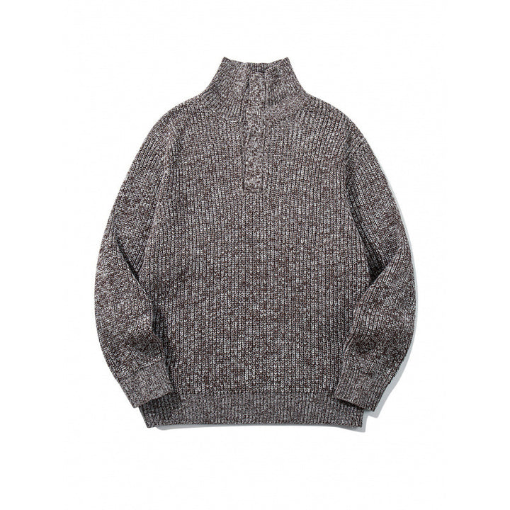 Unisex Thick Knitted Halfzip Sweater with Stand-Up Collar and Distinctive Ribbed Structure Mune Fashion