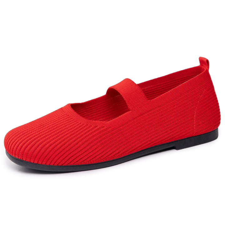 Women's knitted Mary Jane slipper with elastic strap, seamless sock entry and cushioning comfort sole Mune Fashion