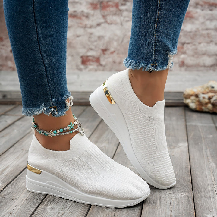 Women's  Sock Sneaker with elastic knitted upper leopard pattern and wedge profile sole Mune Fashion