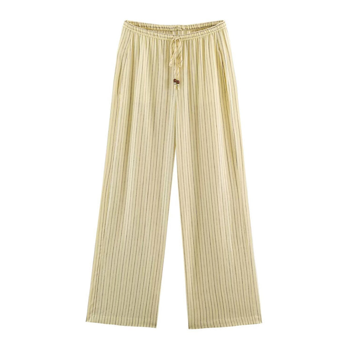 Women's Wide Light Lounge Pants with Elastic Waistband and Drawstring Drune