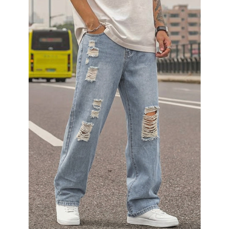 Men's Casual Loose-Fit Ripped Jeans Mune Fashion