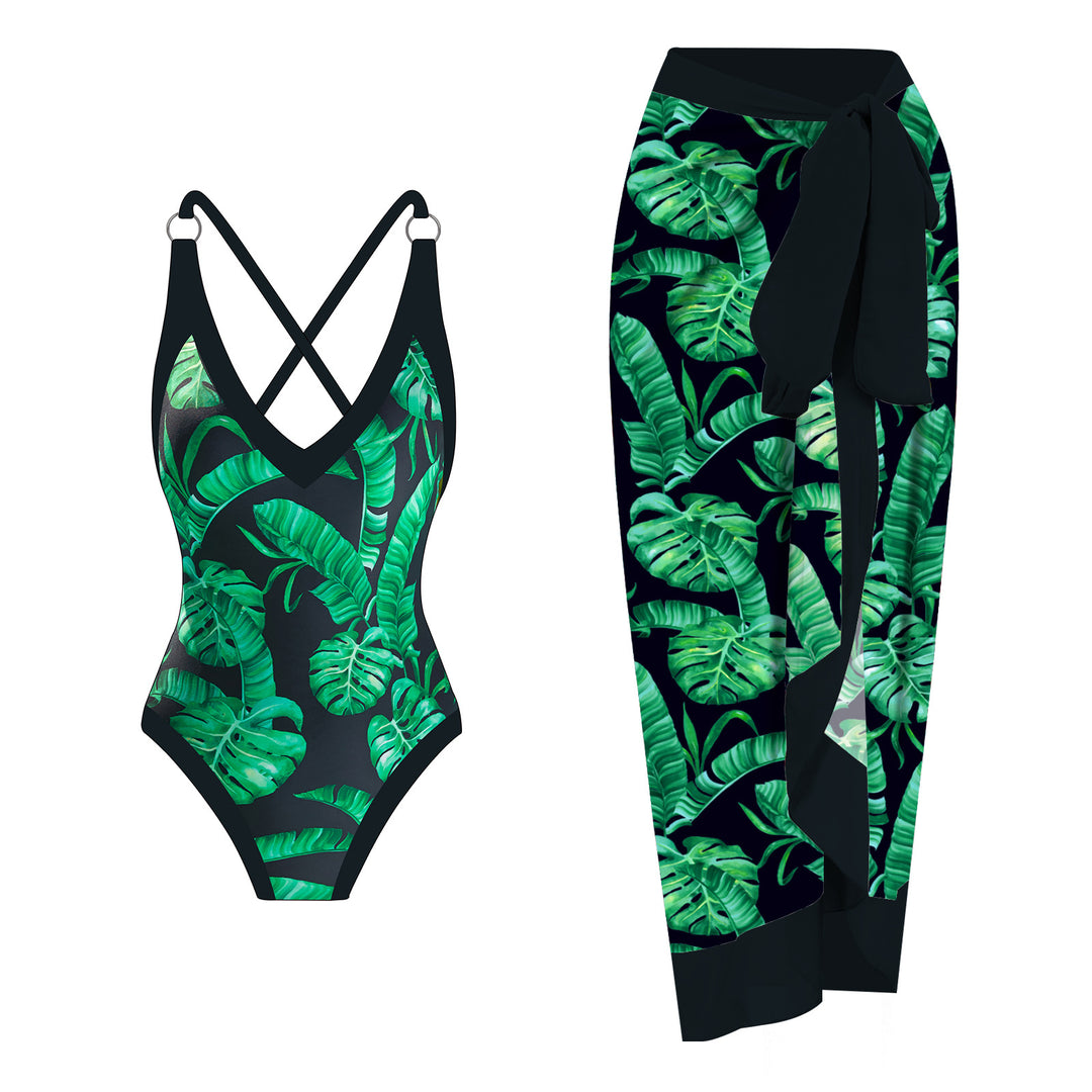 Women's swimsuit with floral design and matching beach skirt Mune Fashion