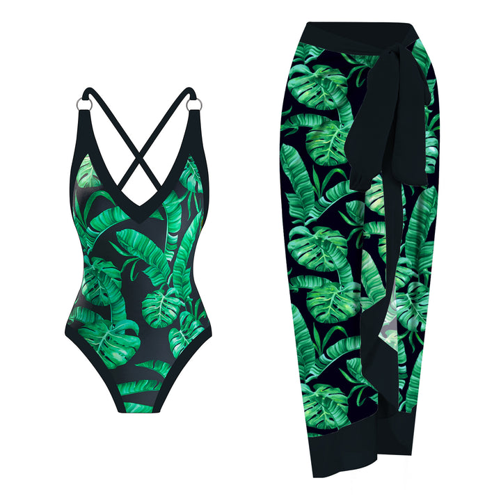 Women's swimsuit with floral design and matching beach skirt Mune Fashion