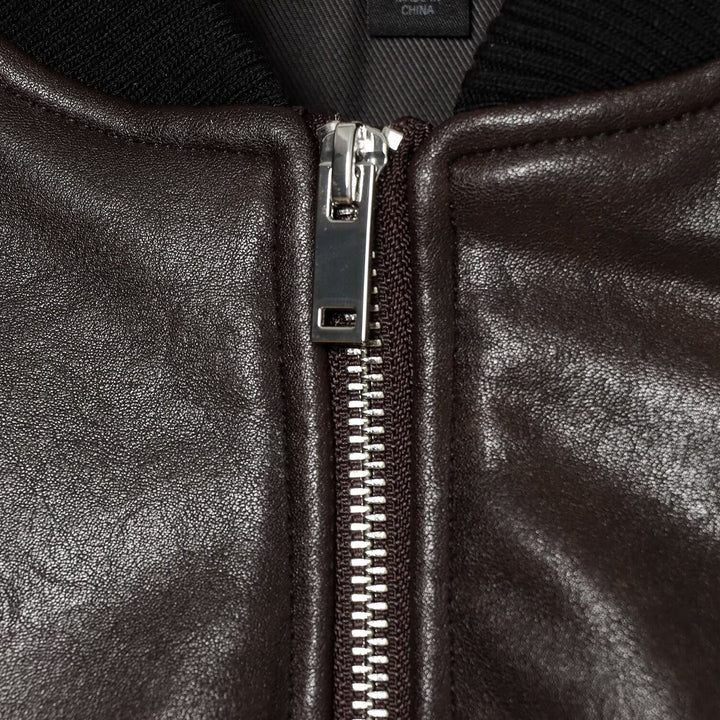 Men's leather-look bomber jacket in cropped style with ribbed cuffs Mune Fashion