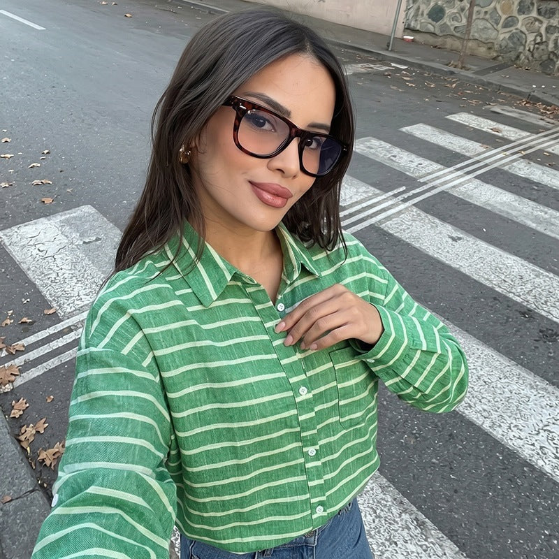 Women's Casual Stripe Blouse Mune Fashion