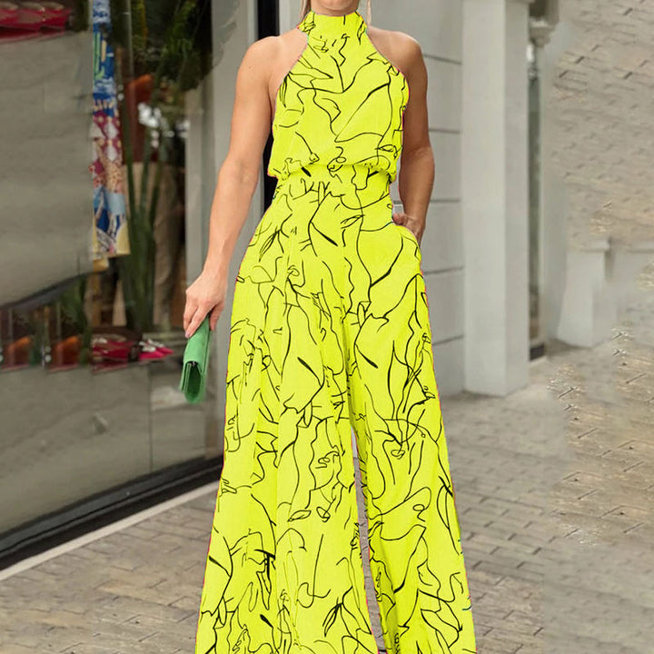 Women's Elegant Longline Jumpsuit with Stand Collar, Balloon Sleeves and Side Pockets