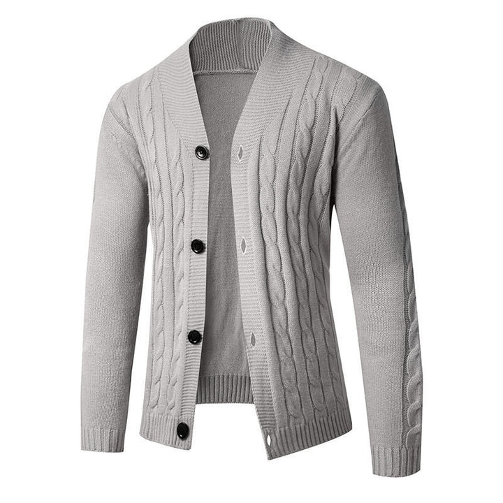 Men's knitted cardigan with shawl collar, cable pattern and button placket Mune Fashion