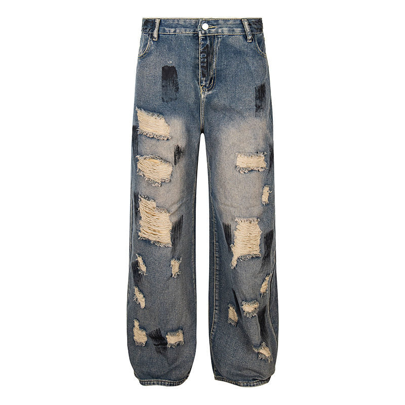 Women's Loose Destroyed Jeans with High Waist, Used Wash and Balloon Hem Mune Fashion