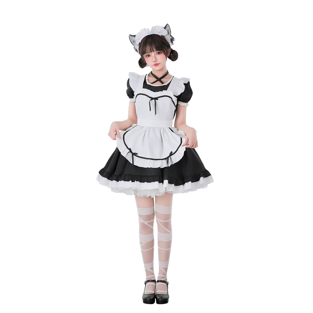 Women's playful maid dress with ruffle details and decorated apron dress Mune Fashion
