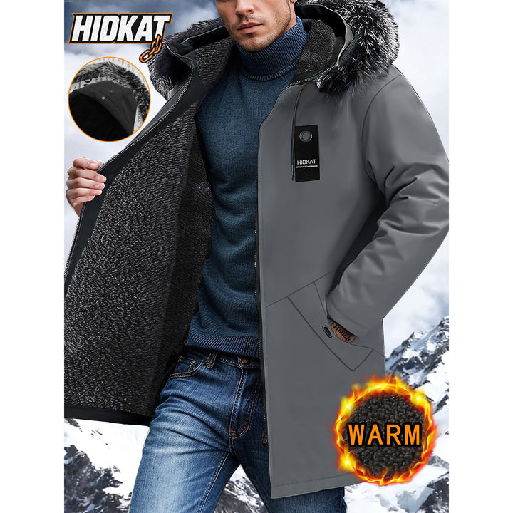 Men's Long Winter Jacket with Hood and Faux Fur Trim Mune Fashion