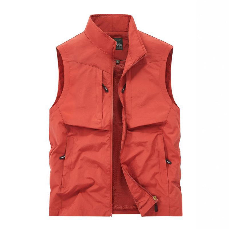 Men's Utility Outdoor Vest with Mesh Lining, Full Zip and Multiple Pockets Mune Fashion