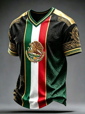 Unisex v-neck retro style jersey with Uruguay crest and flag patches Mune Fashion