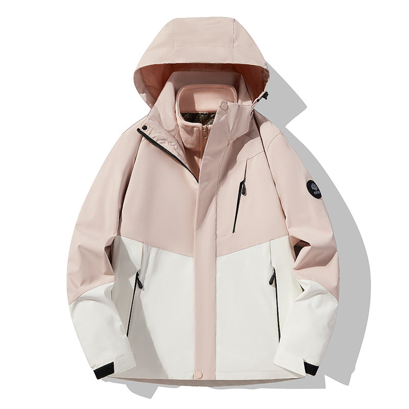 Men's three-layer breathable softshell trekking jacket with integrated fleece collar and adjustable hood Mune Fashion