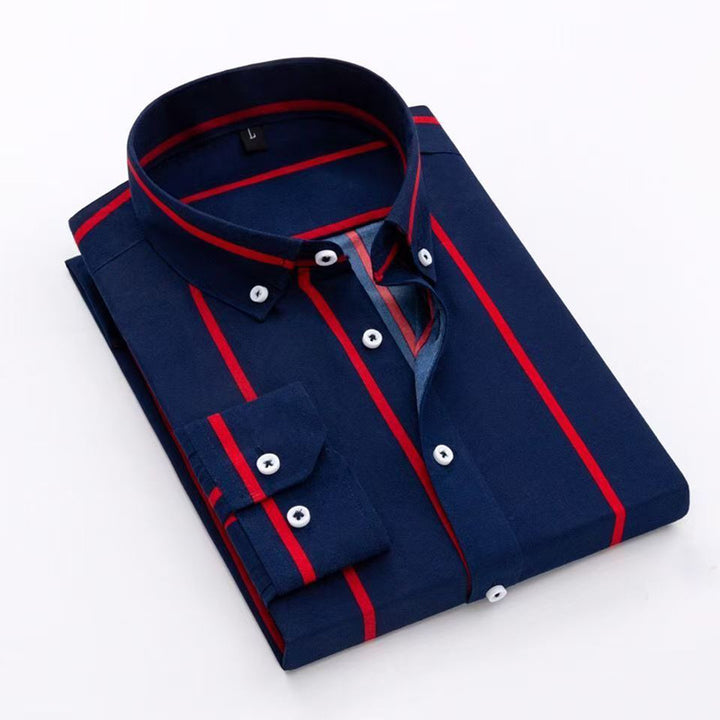 Men's striped business shirt with button-down collar, chest pocket and easy-care cotton blend Mune Fashion