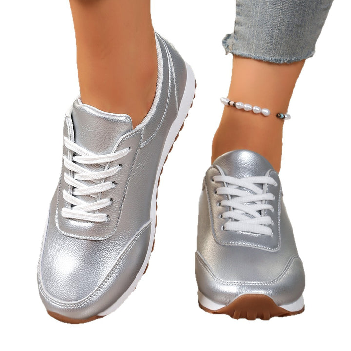Women's fashionable metallic sneaker with cushioning lightweight sole and non-slip profile rubber sole Mune Fashion
