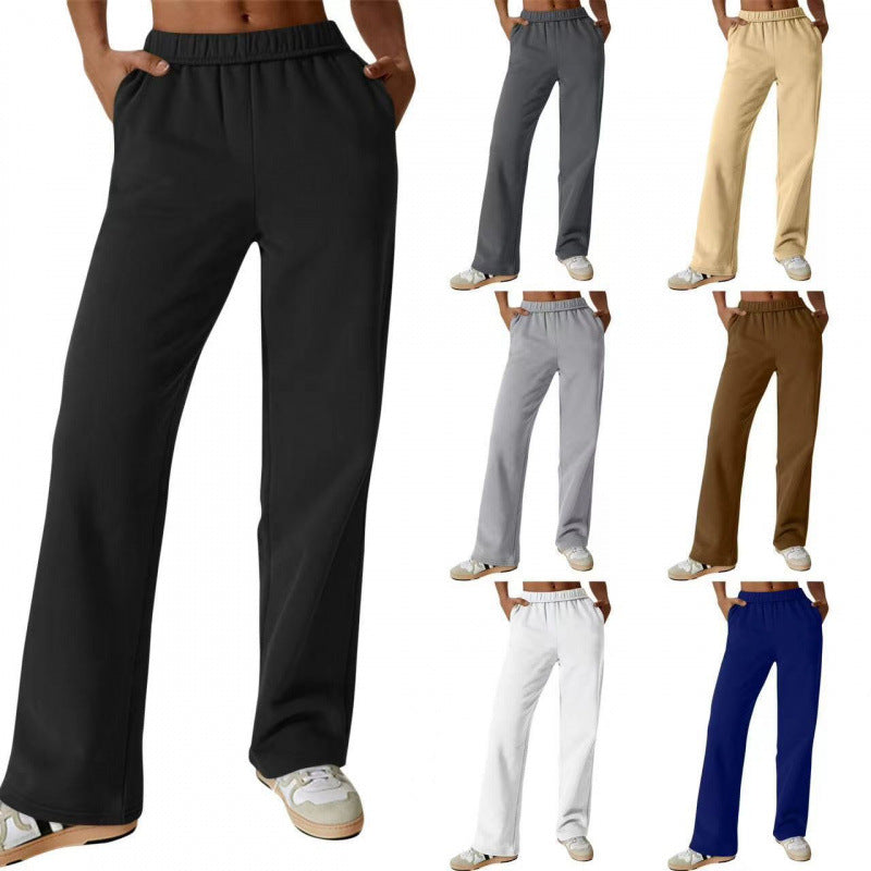 Women high-waisted flared lounge pants with elastic comfort waistband and concealed pockets Mune Fashion