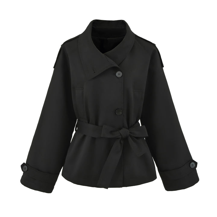 Ladies short trench with tie belt and wide arm Mune Fashion
