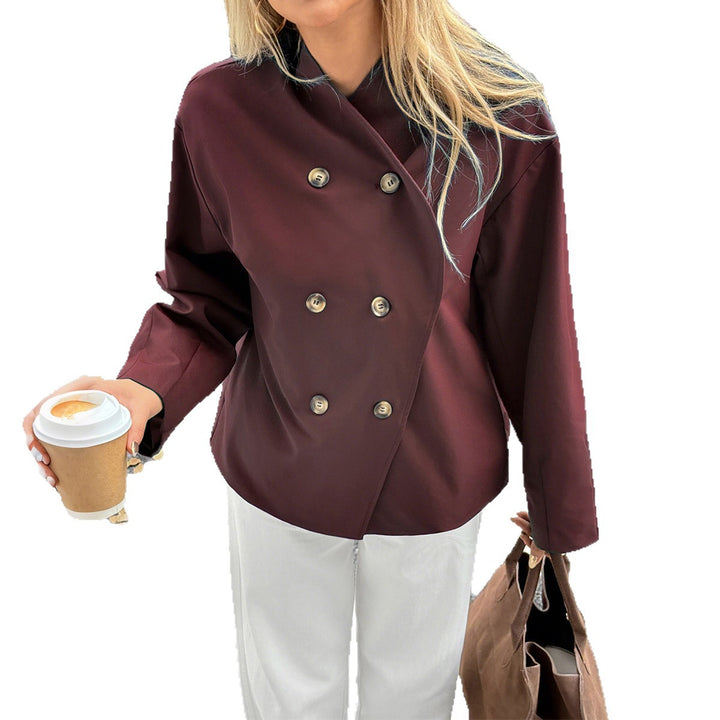 Women nan short oversized double-breasted transitional jacket with kimono-like collar and wide sleeves Mune Fashion