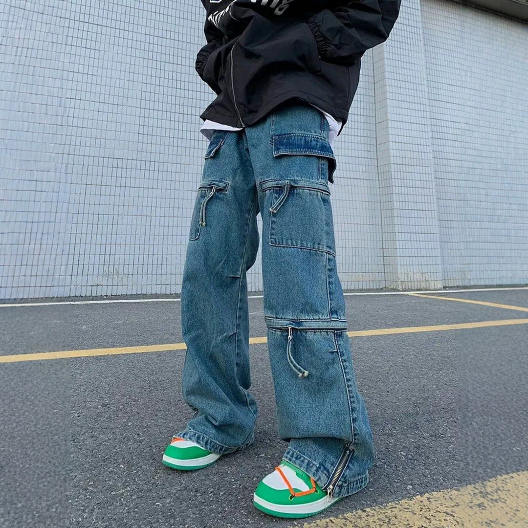 Men's Stylish Cargo Jeans with Zippers Mune Fashion