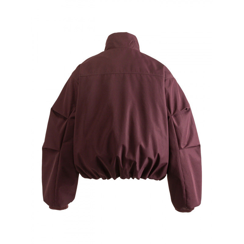 Unisex Boxy quilted bomber jacket with high stand-up collar and flap pockets Mune Fashion