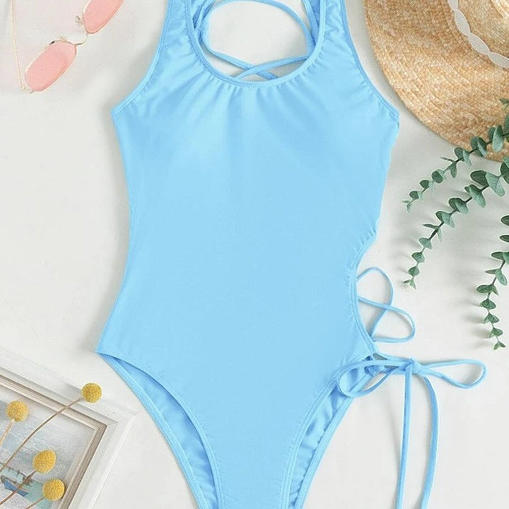 Women's one-piece swimsuit with fashionable cut-out and adjustable side bands Mune Fashion