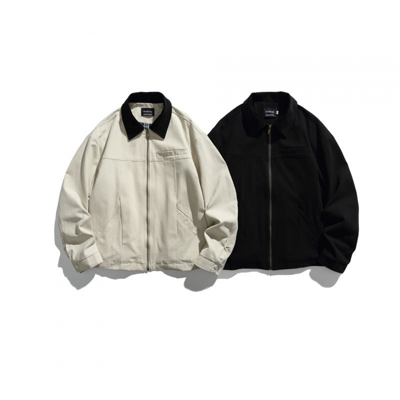 Unisex Short-cut Overshirt Jacket with Cord Collar, Chest Pocket and Precise Seam Details Mune Fashion