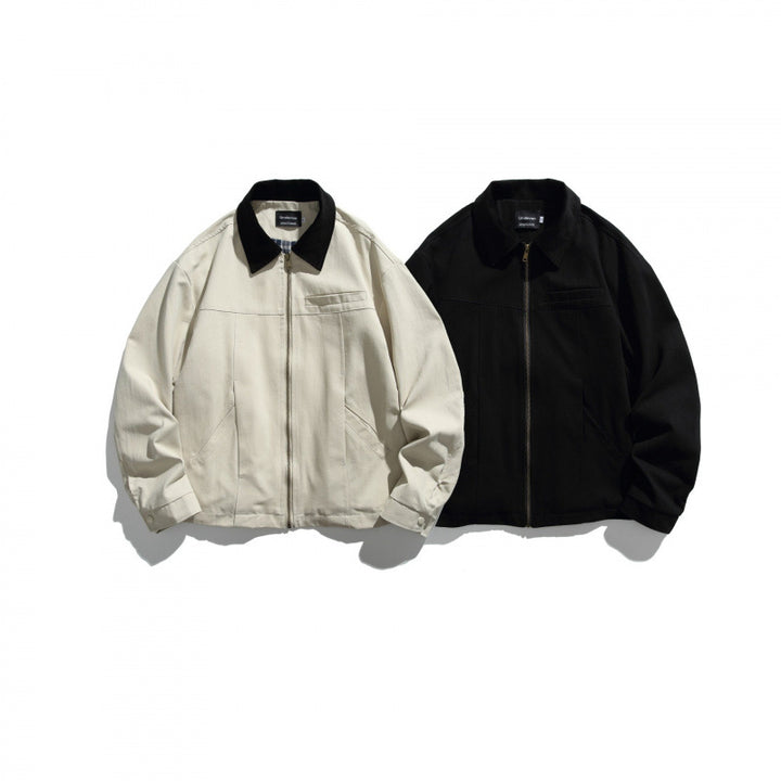Unisex Short-cut Overshirt Jacket with Cord Collar, Chest Pocket and Precise Seam Details Mune Fashion