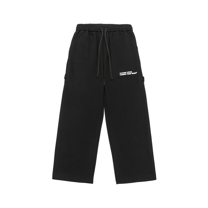 Unisex Wide Cropped Sweatpants in Cargo Style with Drawstring Waistband and Patch Pockets Mune Fashion