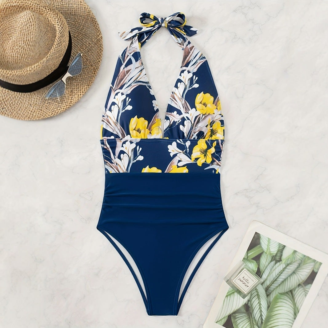 Women's High-Cut Floral Swimsuit Mune Fashion