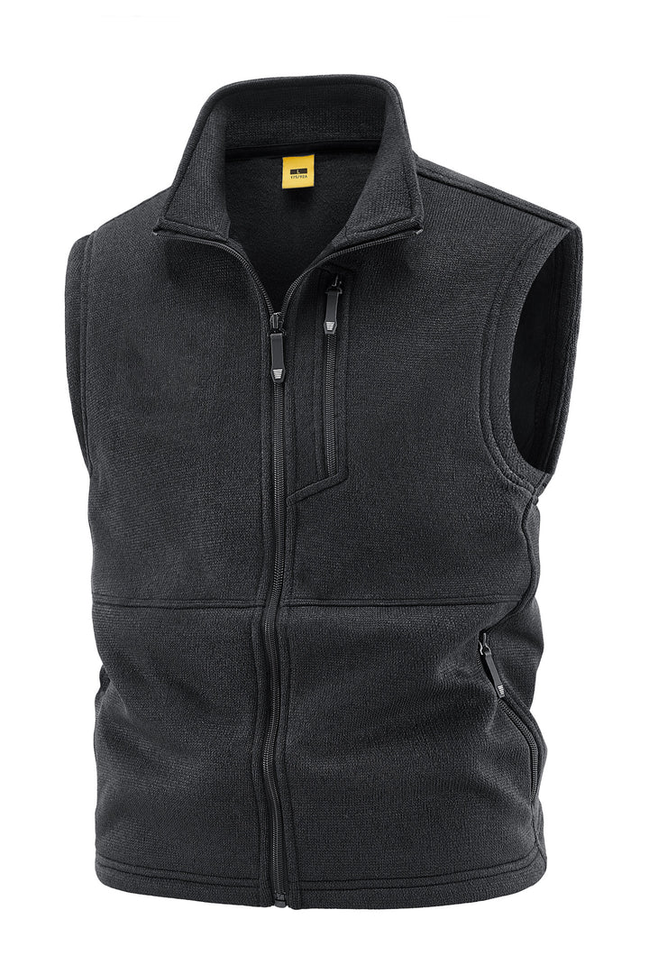 Men's fleece vest with high stand collar, chest zipper and side pockets Mune Fashion