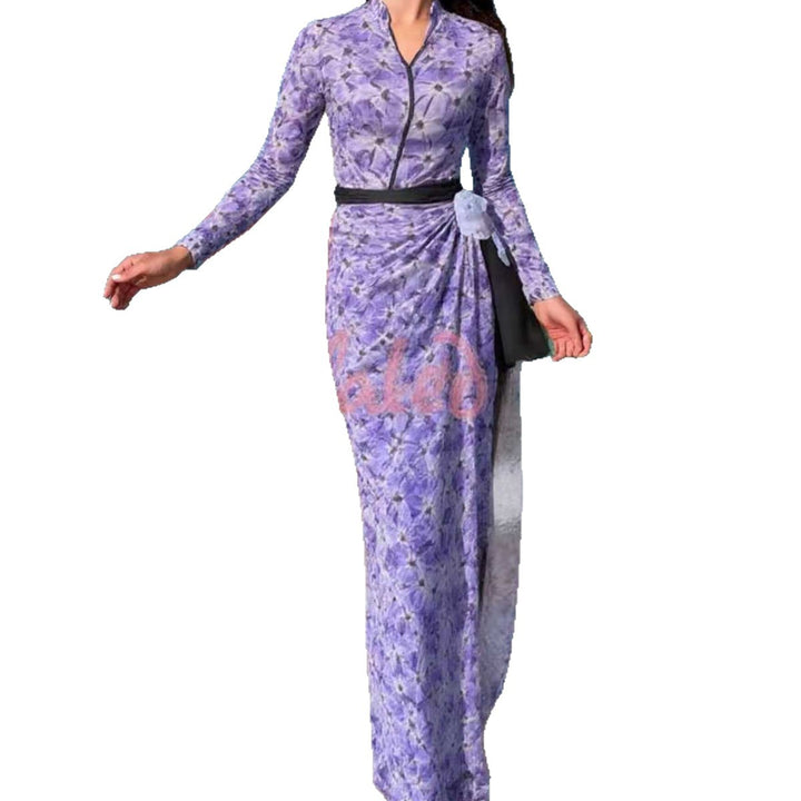 Women elegant beach dress with floral pattern Mune Fashion