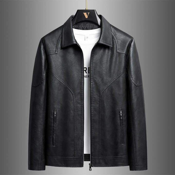Men's Elegant Faux Leather Jacket Mune Fashion