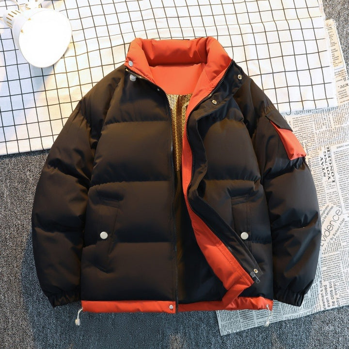 Men's Insulated Oversized Puffer Jacket with Contrast Lining, Arm Pocket & Drawstring Mune Fashion