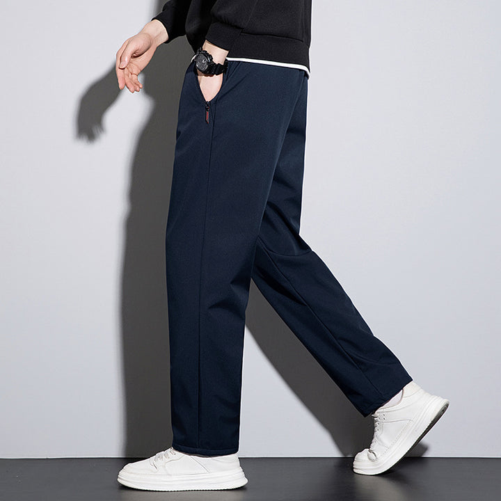 Men's straight-cut leisure and jogging pants with elastic waistband, drawstring, and secure zipper pockets Mune Fashion