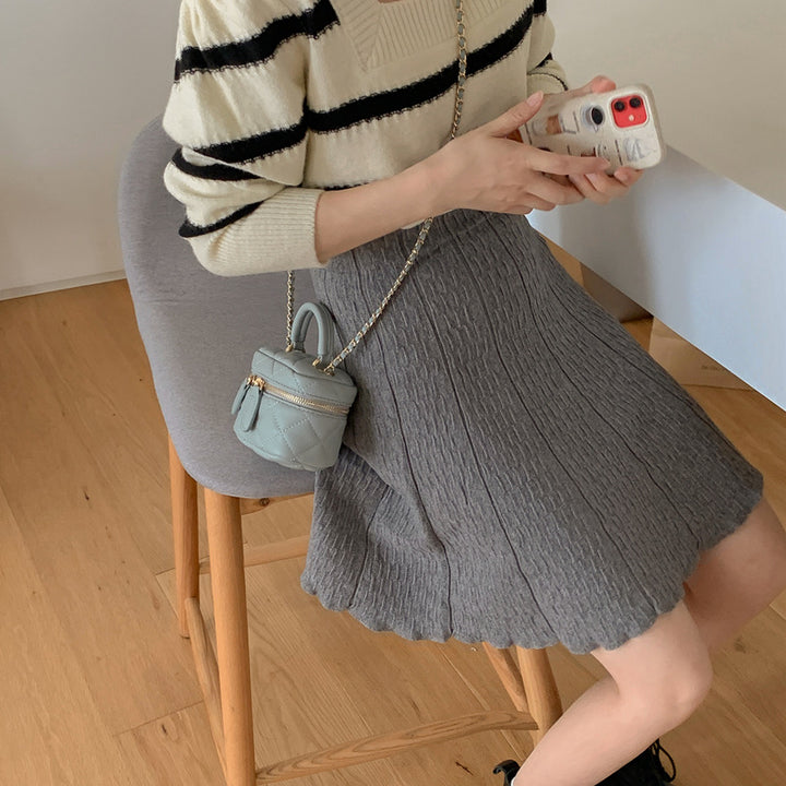 Ladies Knitted Midi Dress with Textured Design Mune Fashion