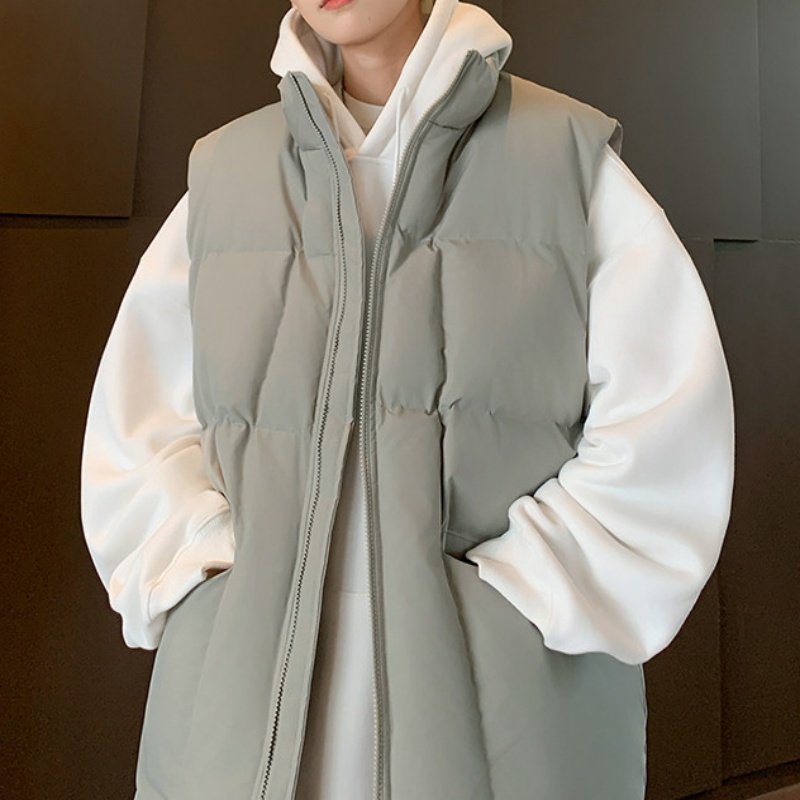 Women Casual Quilted Vest with High Collar Mune Fashion