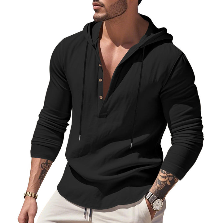 Men's casual hoodie with button placket and slim fit Mune Fashion