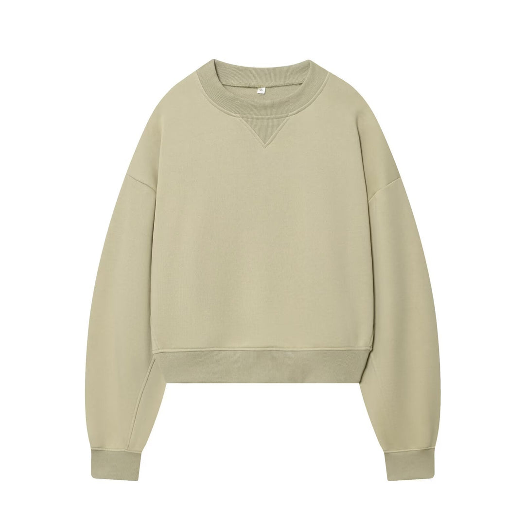 Women's oversized cropped sweatshirt with ribbed neckline Mune Fashion