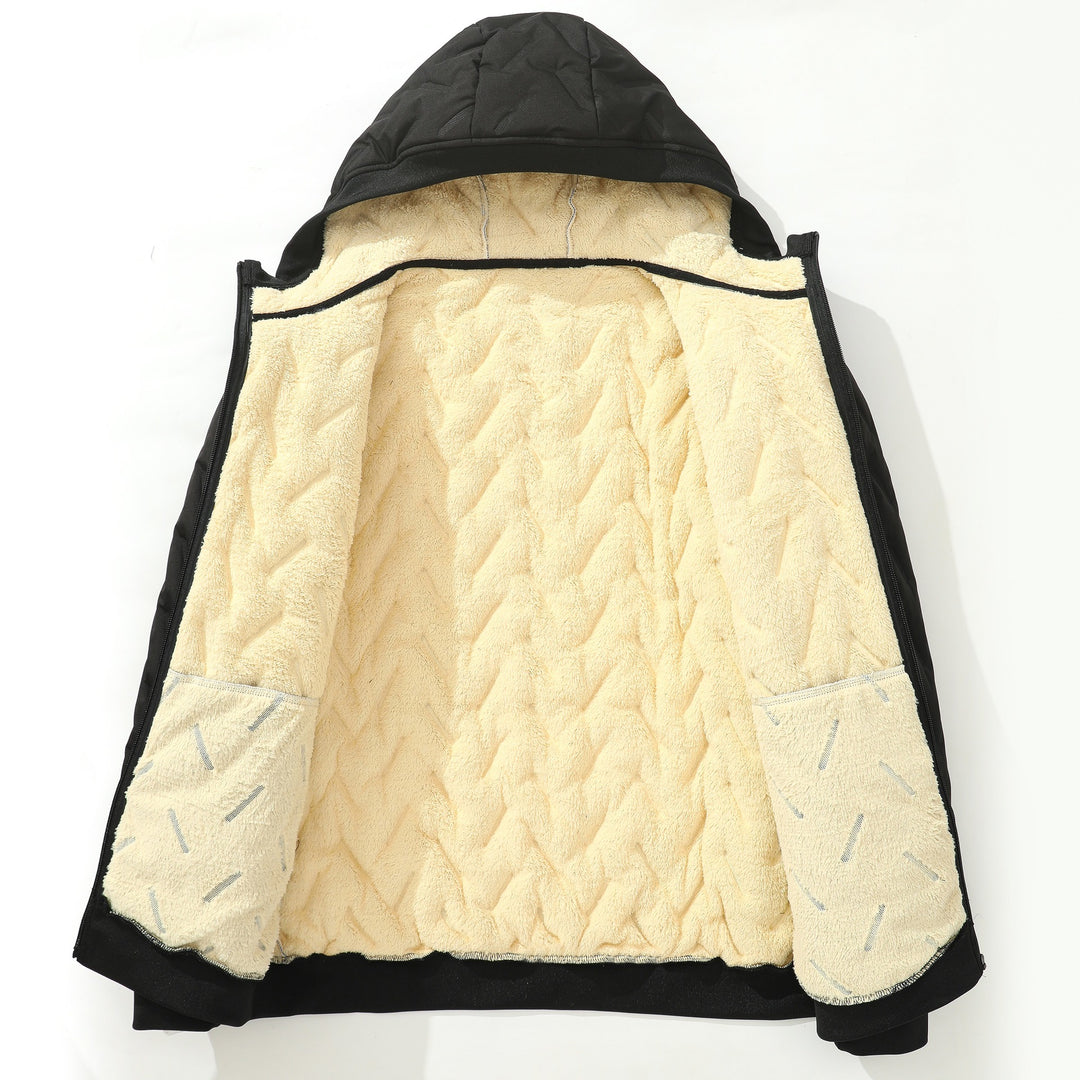 Men's quilted jacket with hood and extra soft teddy lining Mune Fashion