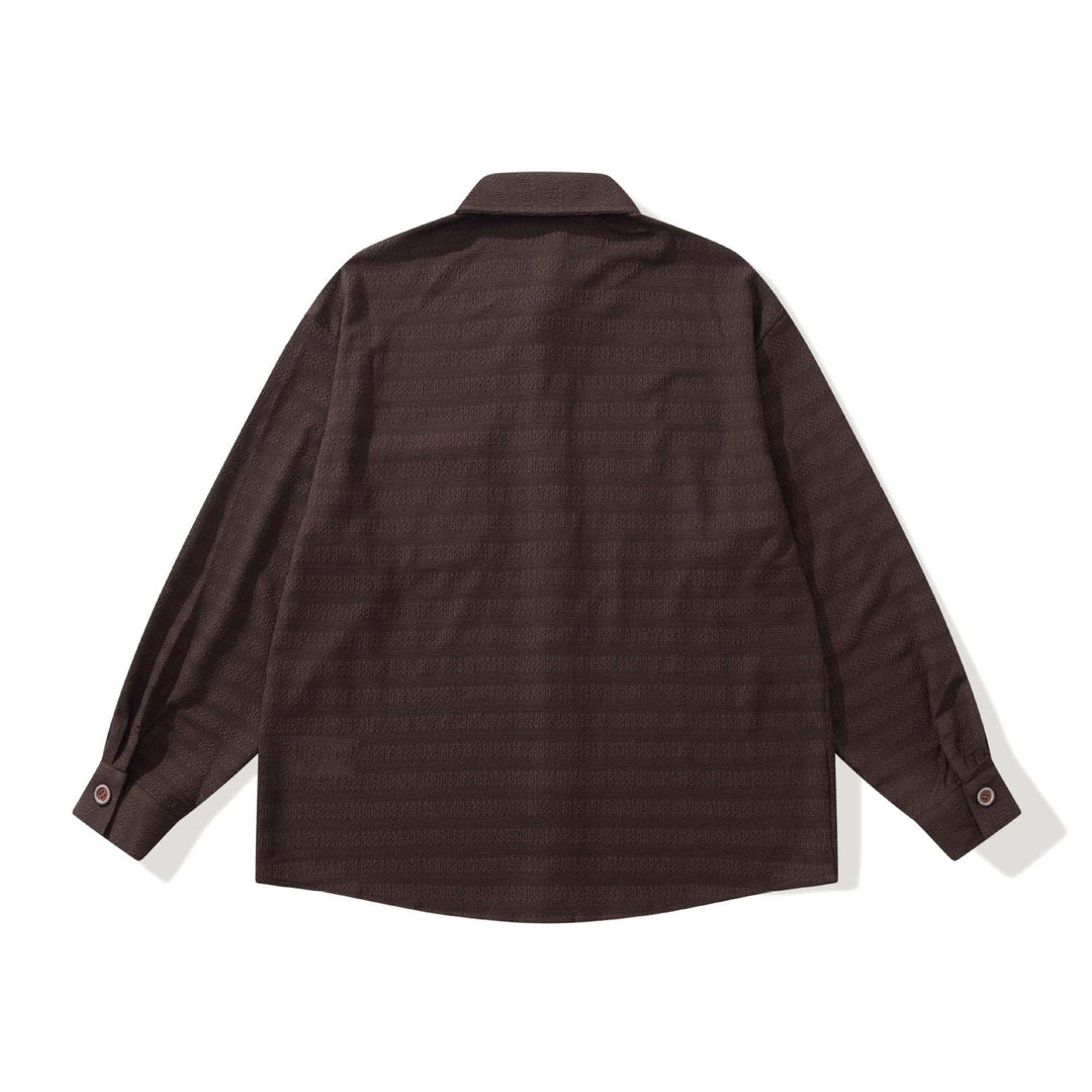 Men's Structured Knit Shirt Jacket with Kent Collar, Full Button Placket and Crocheted Chest Pocket Mune Fashion