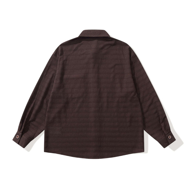 Men's Structured Knit Shirt Jacket with Kent Collar, Full Button Placket and Crocheted Chest Pocket Mune Fashion