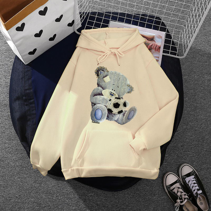 Ladies cozy hoodie with teddy application, soft fleece lining and kangaroo pocket Mune Fashion